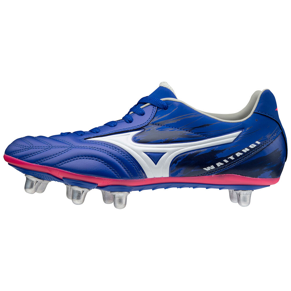 Mizuno Waitangi PS Férfi Rögbi Cipő Kék/Fehér KWV836901